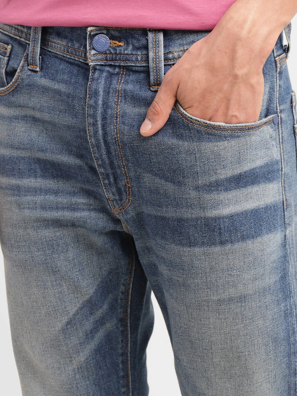 Men's 513 Blue Slim Straight Fit Mid Rise Jeans - Image 7