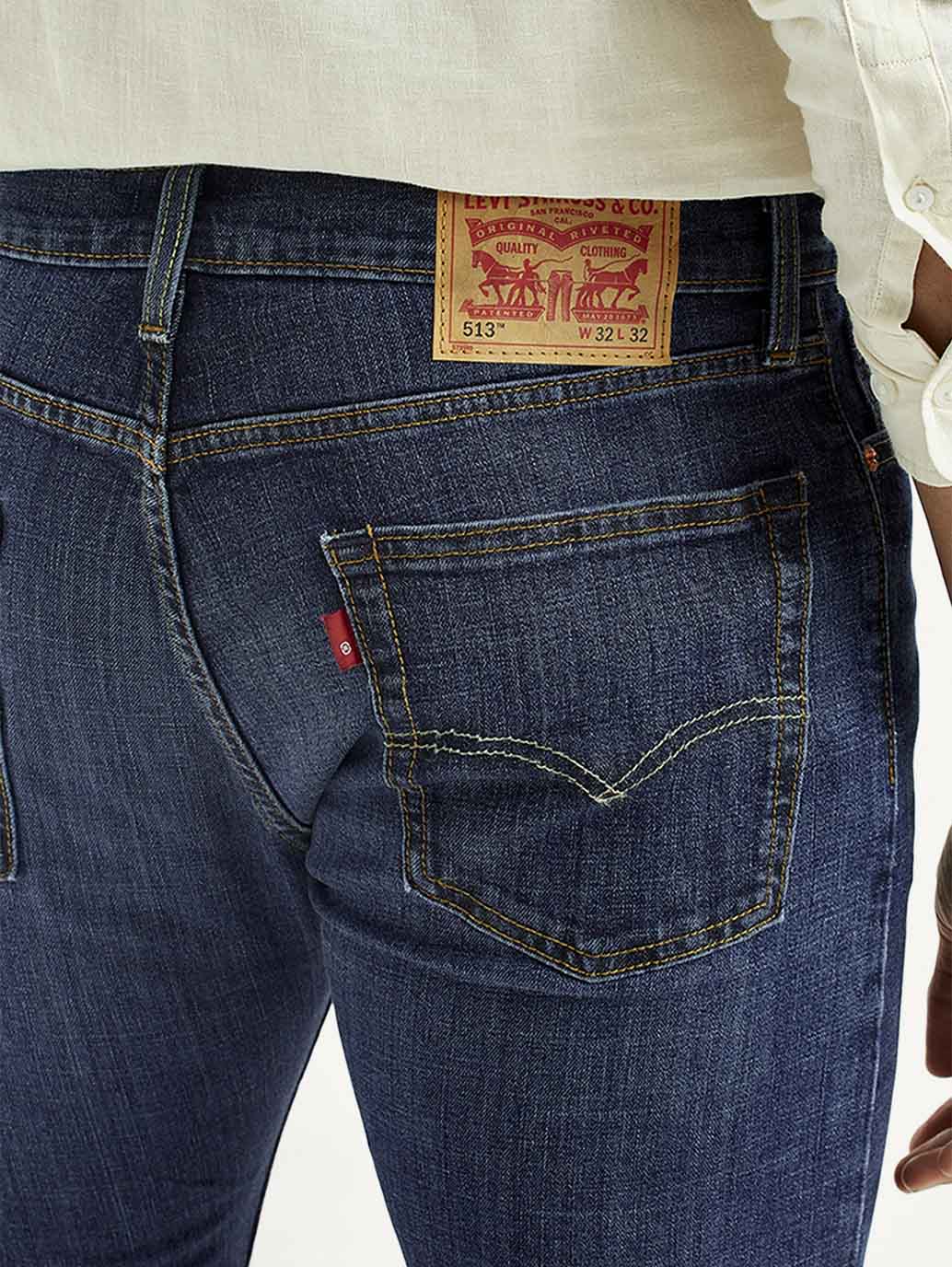 Men's Tinted 513 Med Indigo Slim Straight Fit Mid Rise Jeans - Image 5