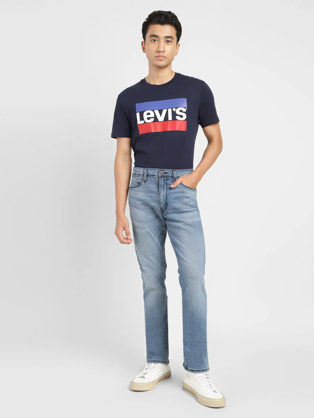 Men's 513 Blue Slim Straight Fit Mid Rise Jeans