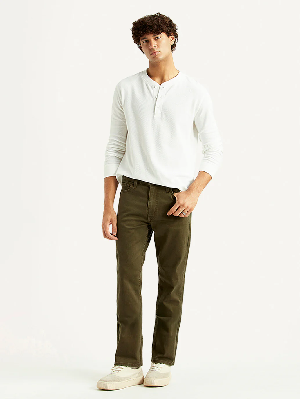 Men's 513 Olive Slim Straight Fit Mid Rise Jeans