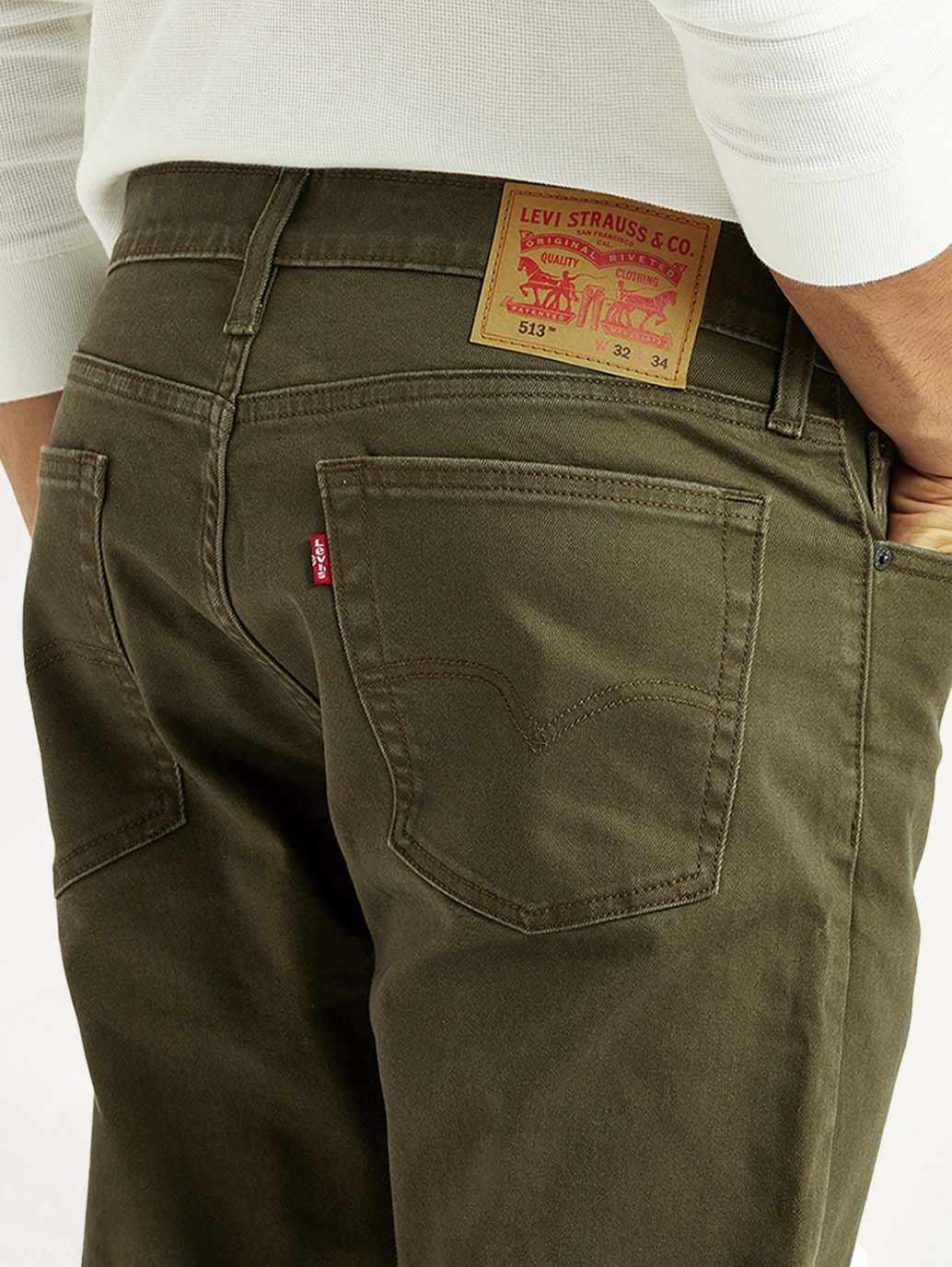 Men's 513 Olive Slim Straight Fit Mid Rise Jeans - Image 6