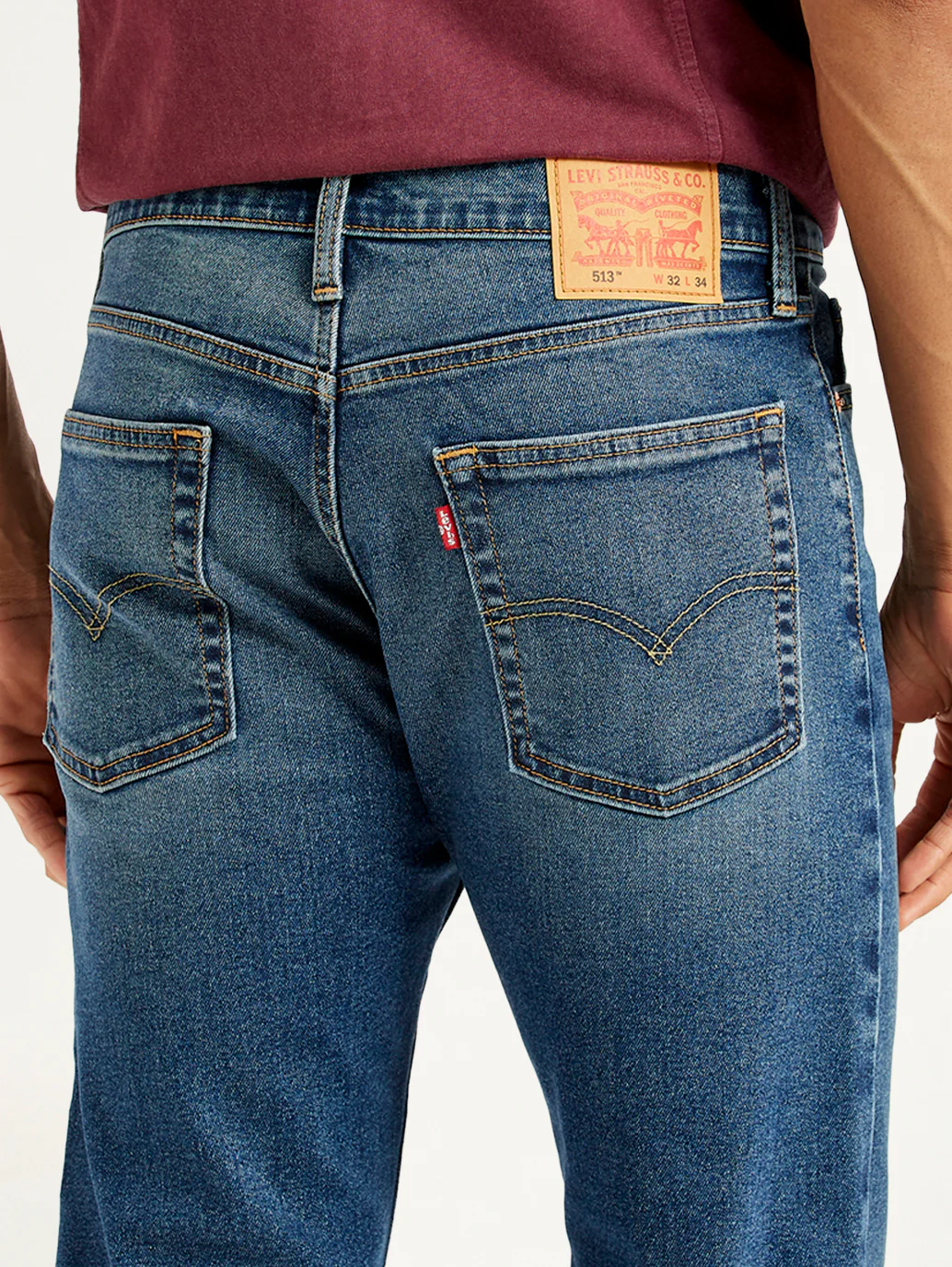 Men's 513 Blue Slim Straight Fit Mid Rise Jeans - Image 5