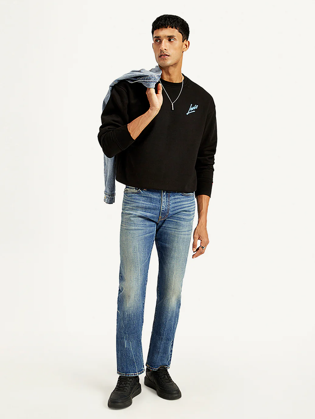 Men's 513 Blue Slim Straight Fit Mid Rise Jeans - Image 2