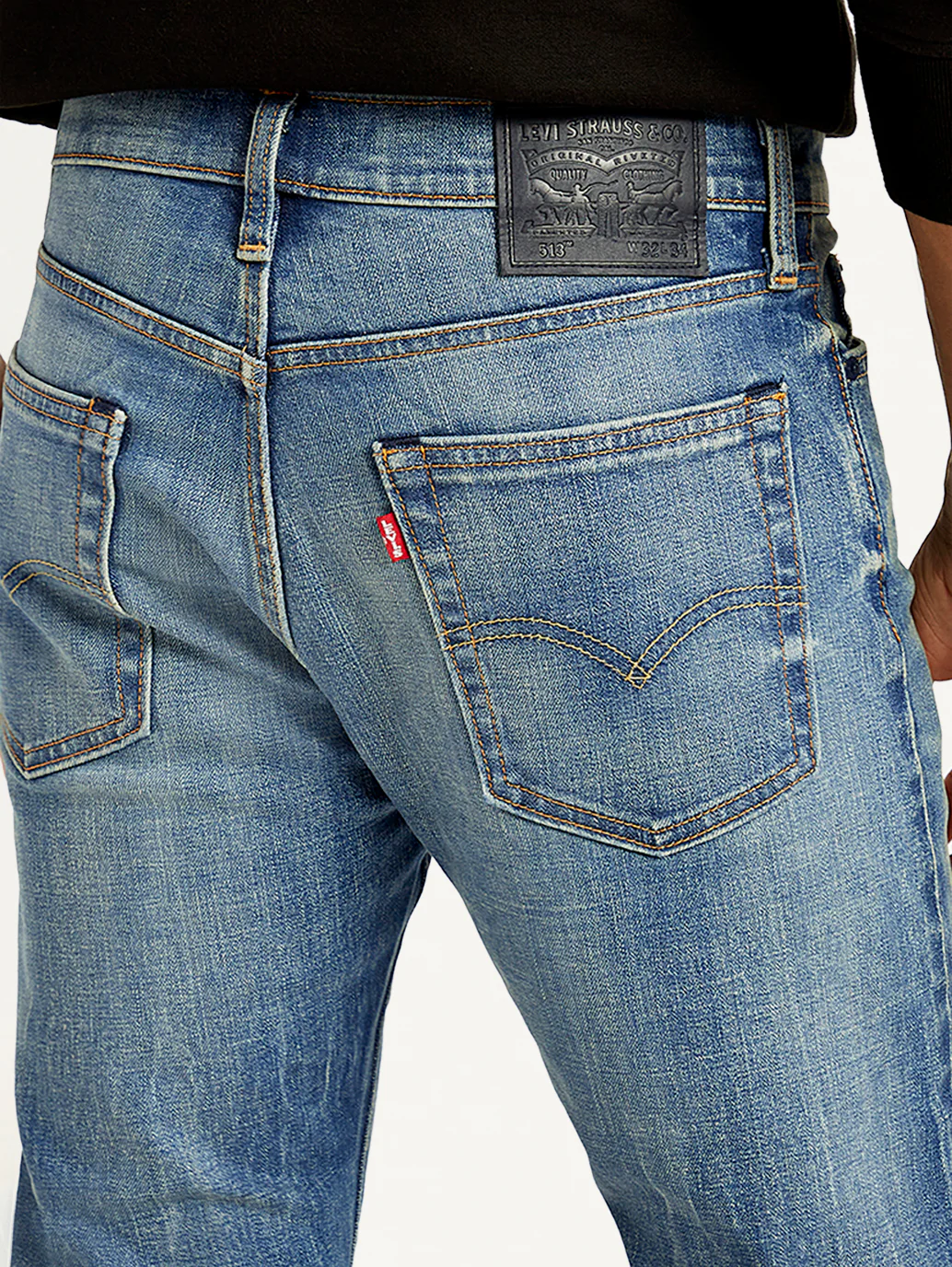 Men's 513 Blue Slim Straight Fit Mid Rise Jeans - Image 6