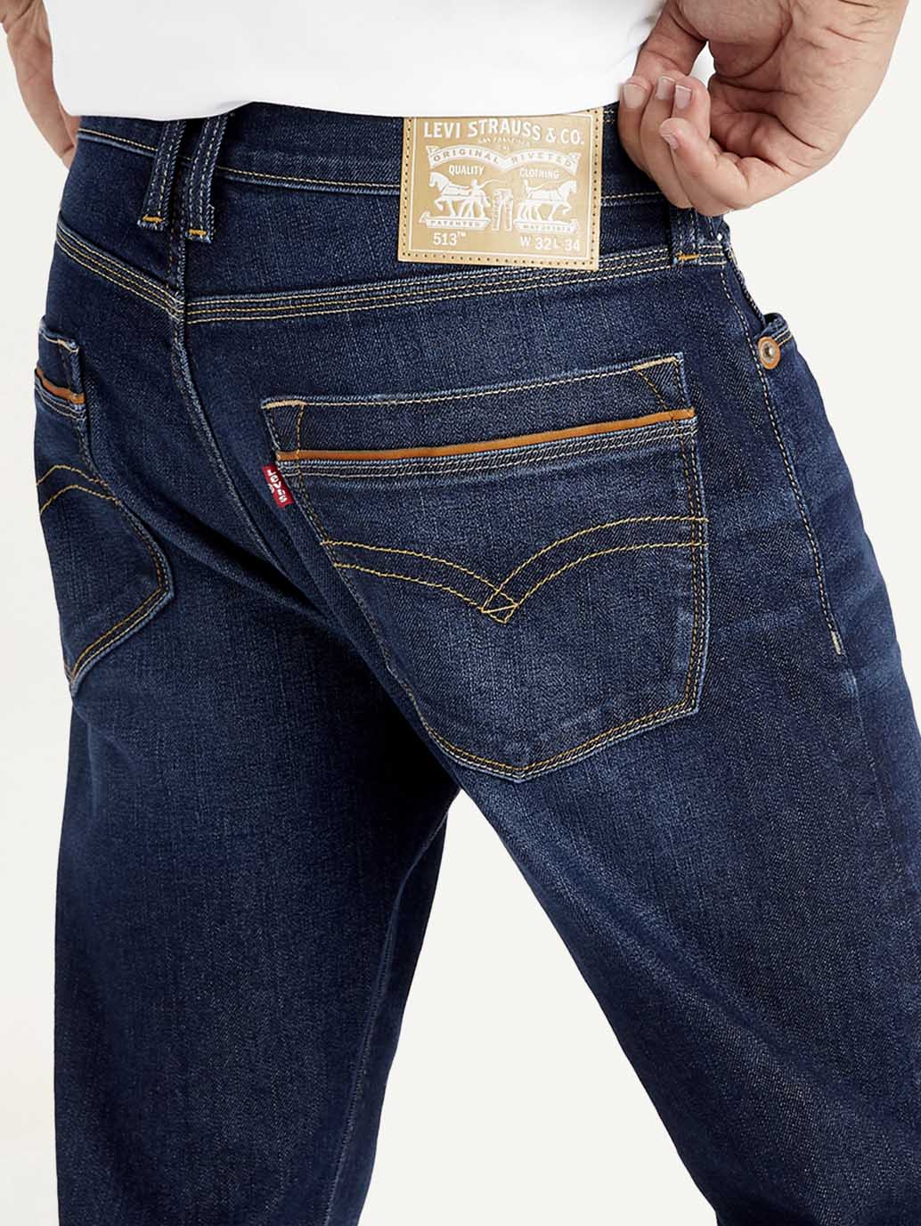 Men's 513 Navy Blue Slim Straight Fit Mid Rise Jeans - Image 2