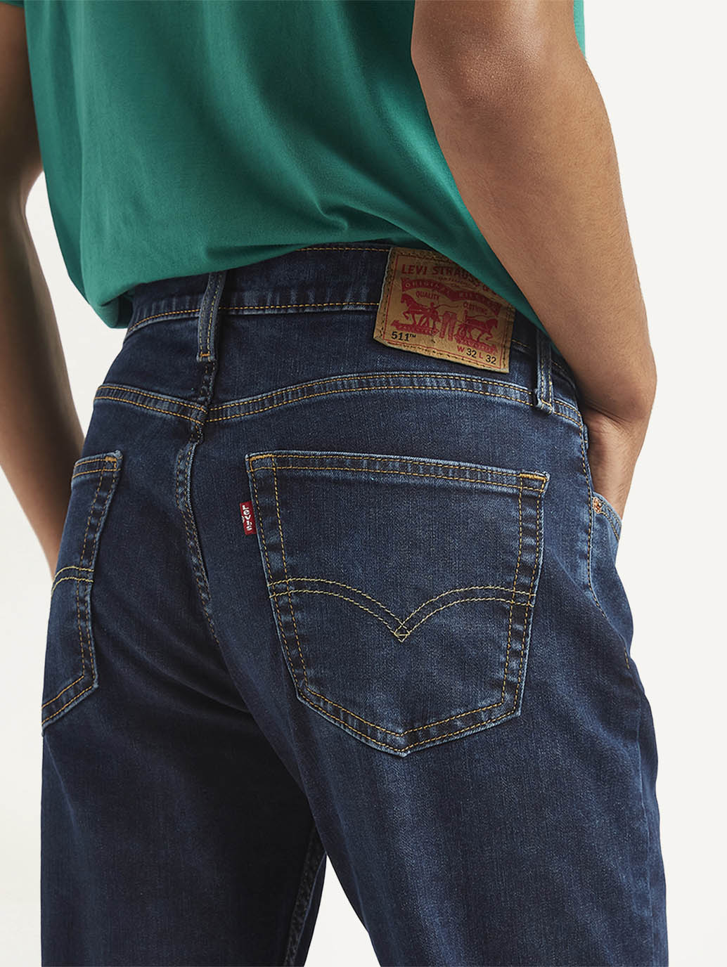 Men's 513 Navy Blue Slim Straight Fit Mid Rise Jeans - Image 6