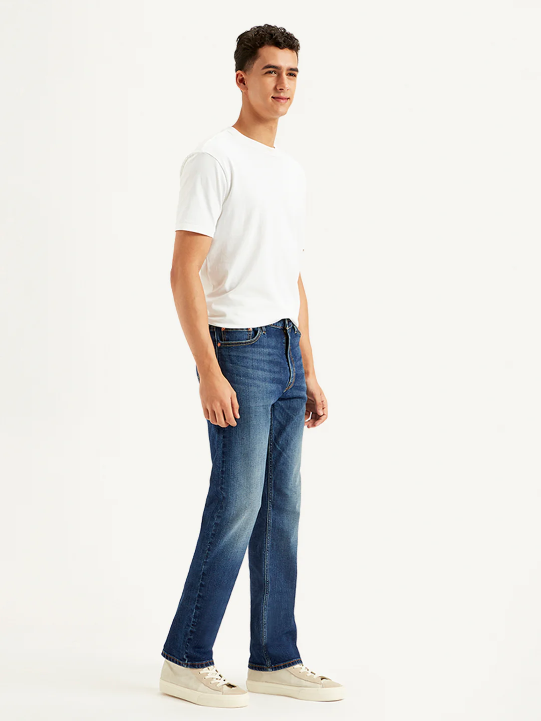 Men's 513 Navy Blue Slim Straight Fit Mid Rise Jeans - Image 3