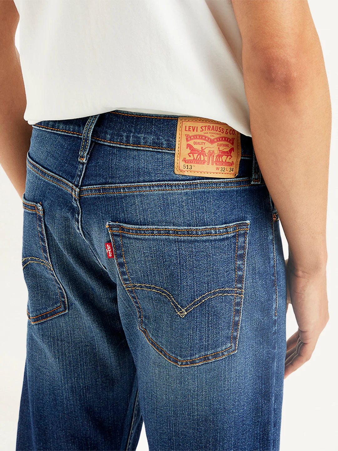 Men's 513 Navy Blue Slim Straight Fit Mid Rise Jeans - Image 5