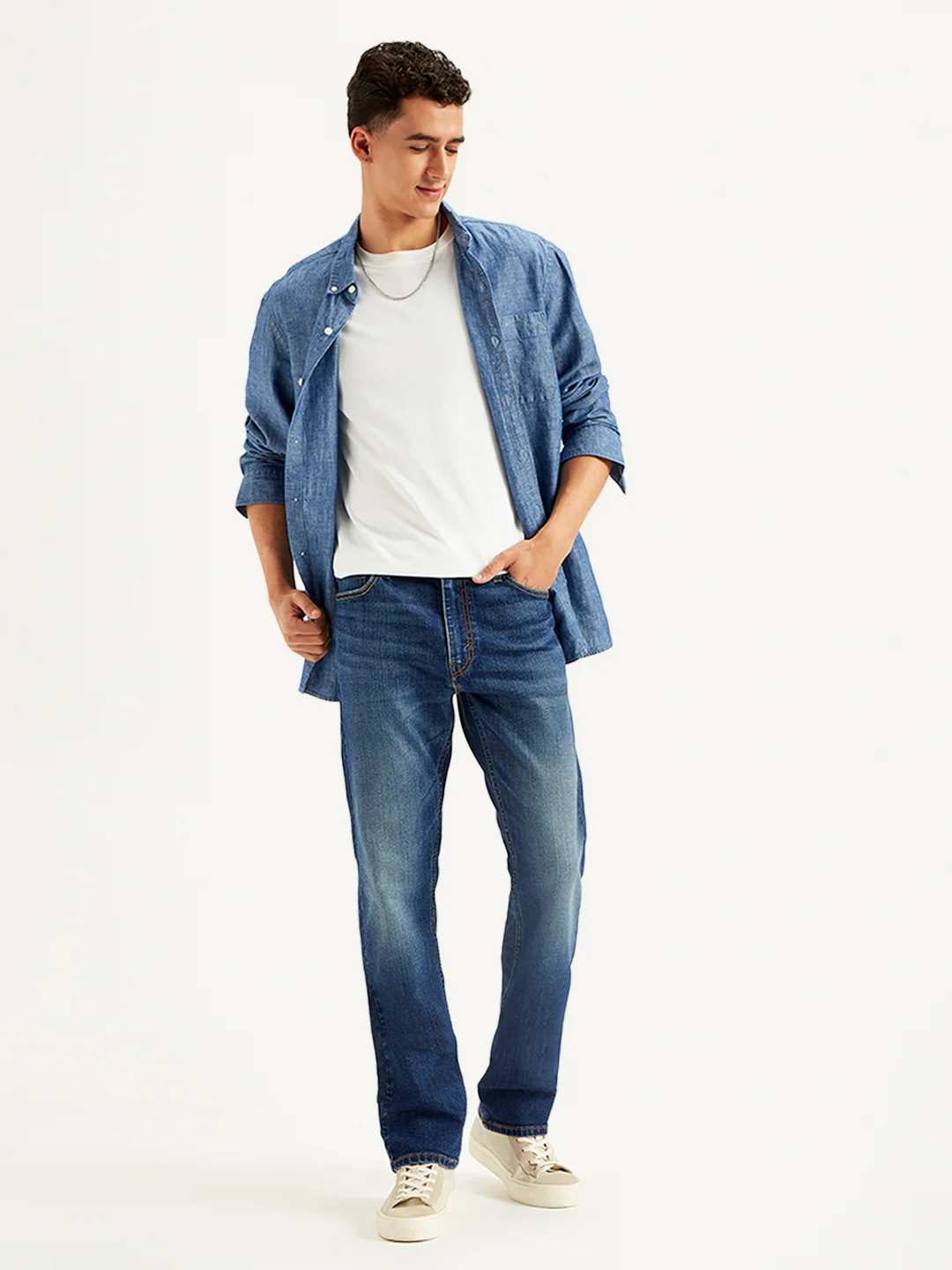 Men's 513 Navy Blue Slim Straight Fit Mid Rise Jeans - Image 6