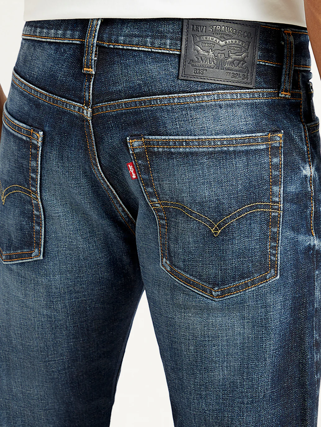 Men's 513 Navy Blue Slim Straight Fit Mid Rise Jeans - Image 5