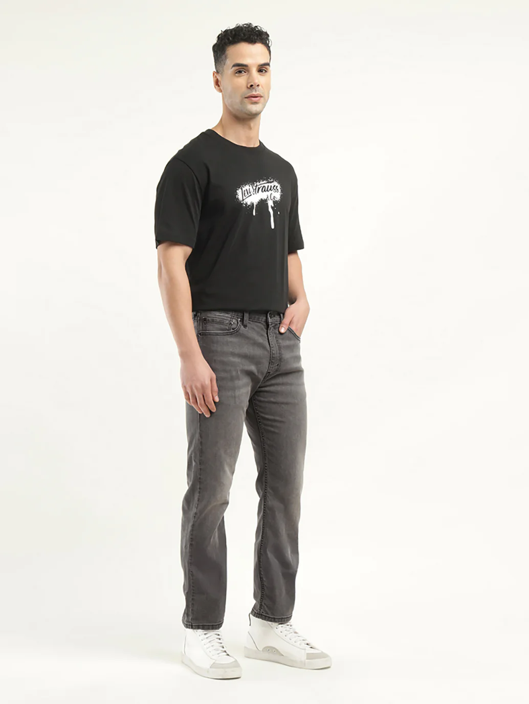 Men's 513 Charcoal Grey Slim Straight Fit Mid Rise Jeans - Image 6