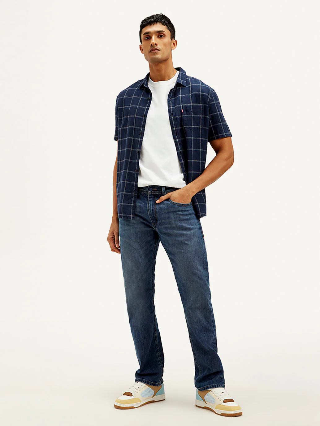 Men's 513 Blue Slim Straight Fit Mid Rise Jeans