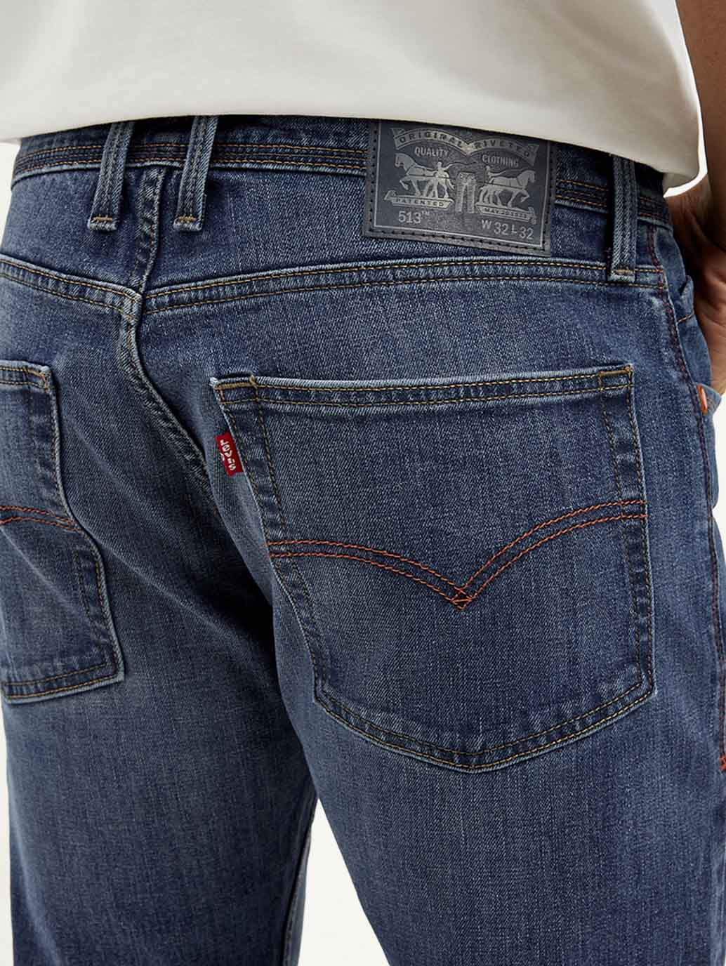 Men's 513 Blue Slim Straight Fit Mid Rise Jeans - Image 5