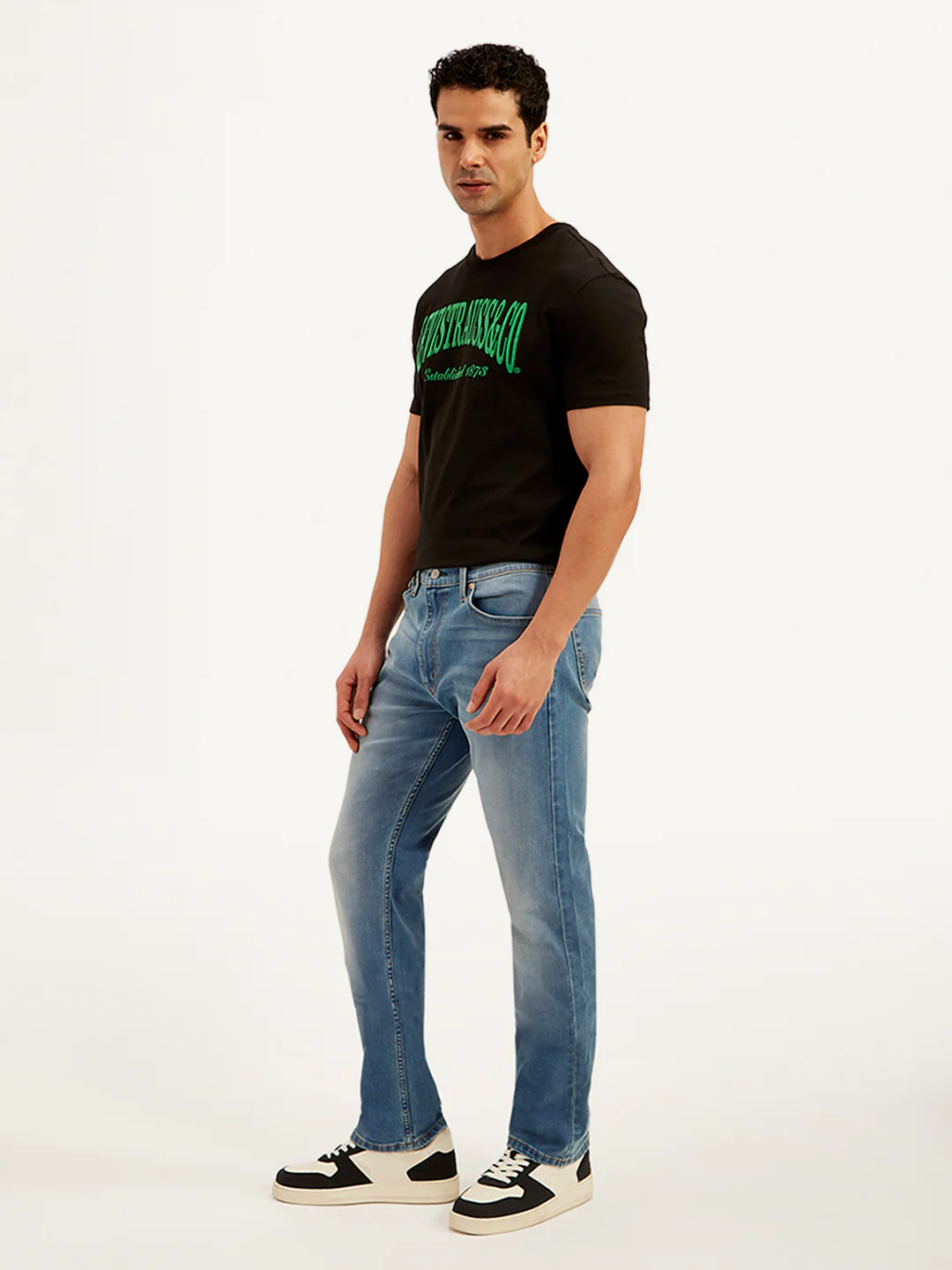 Men's 513 Blue Slim Straight Fit Mid Rise Jeans - Image 5