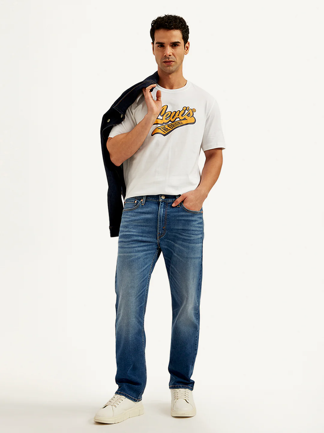 Men's 513 Blue Slim Straight Fit Mid Rise Jeans