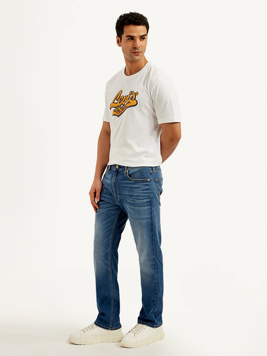 Men's 513 Blue Slim Straight Fit Mid Rise Jeans - Image 5
