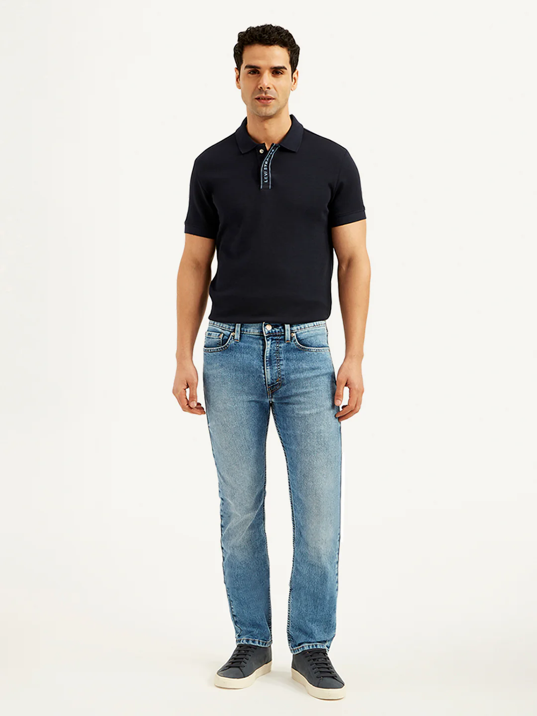Men's 513 Blue Slim Straight Fit Mid Rise Jeans - Image 2