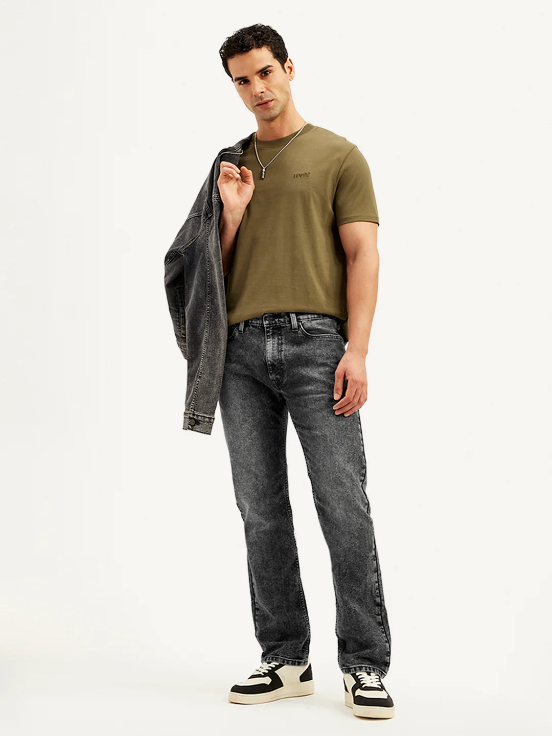 Men's 513 Charcoal Grey Slim Straight Fit Mid Rise Jeans