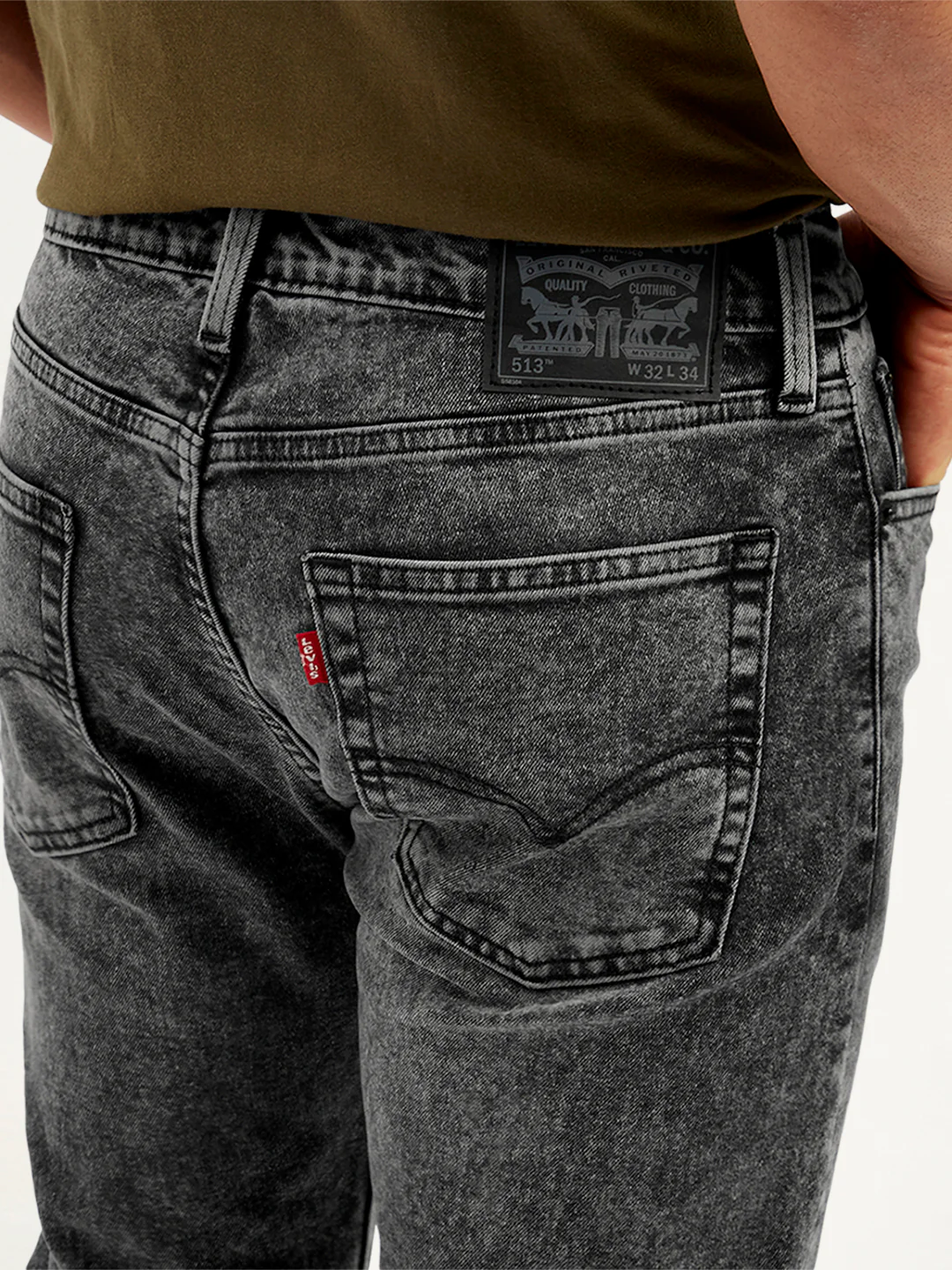 Men's 513 Charcoal Grey Slim Straight Fit Mid Rise Jeans - Image 6