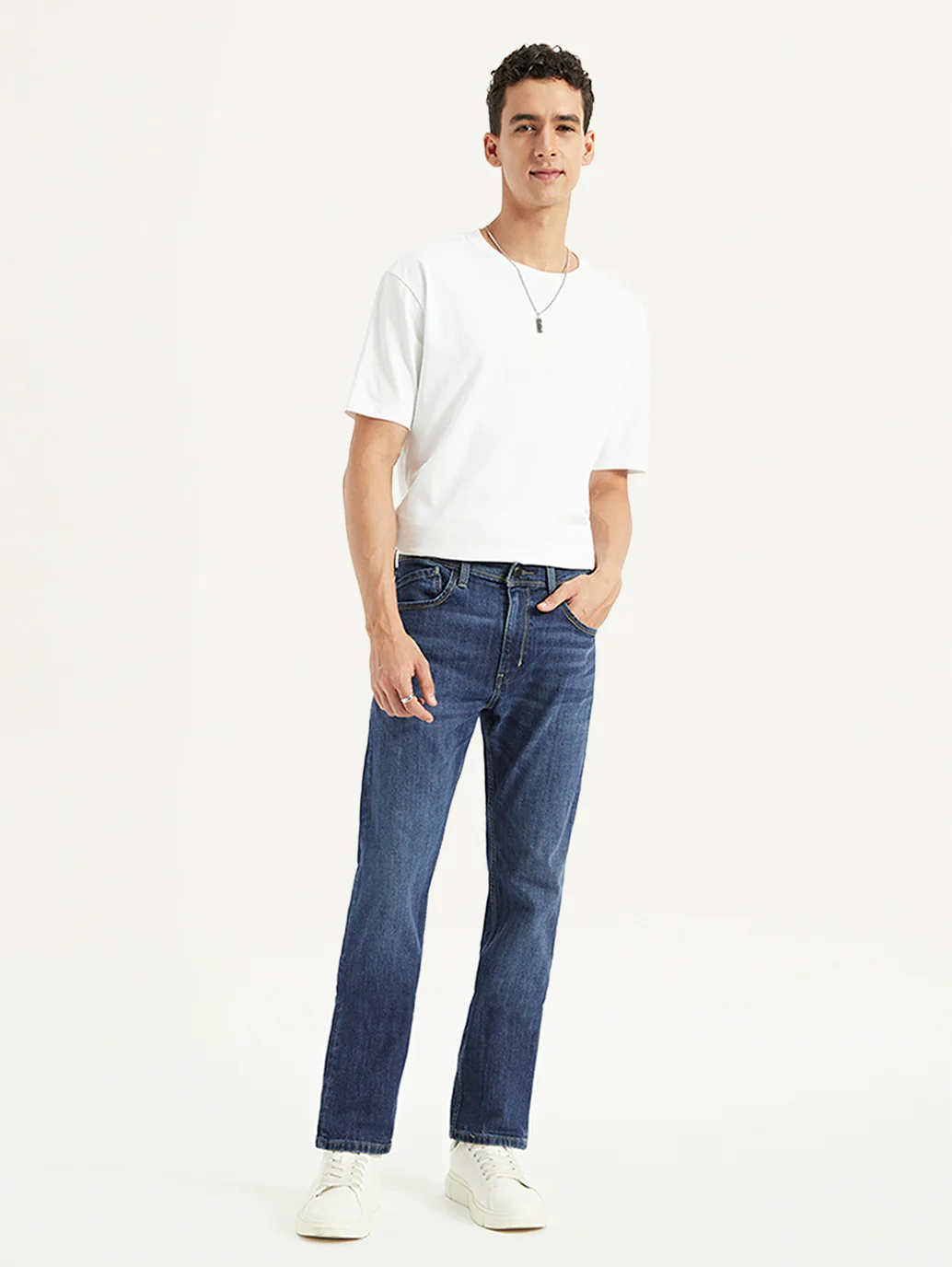 Men's 513 Dark Blue Slim Straight Fit Mid Rise Jeans