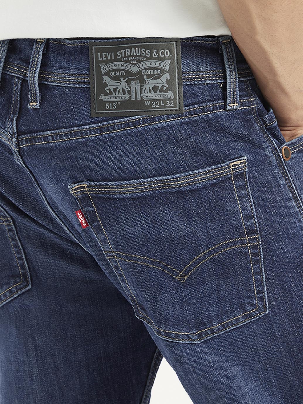 Men's 513 Dark Blue Slim Straight Fit Mid Rise Jeans - Image 5