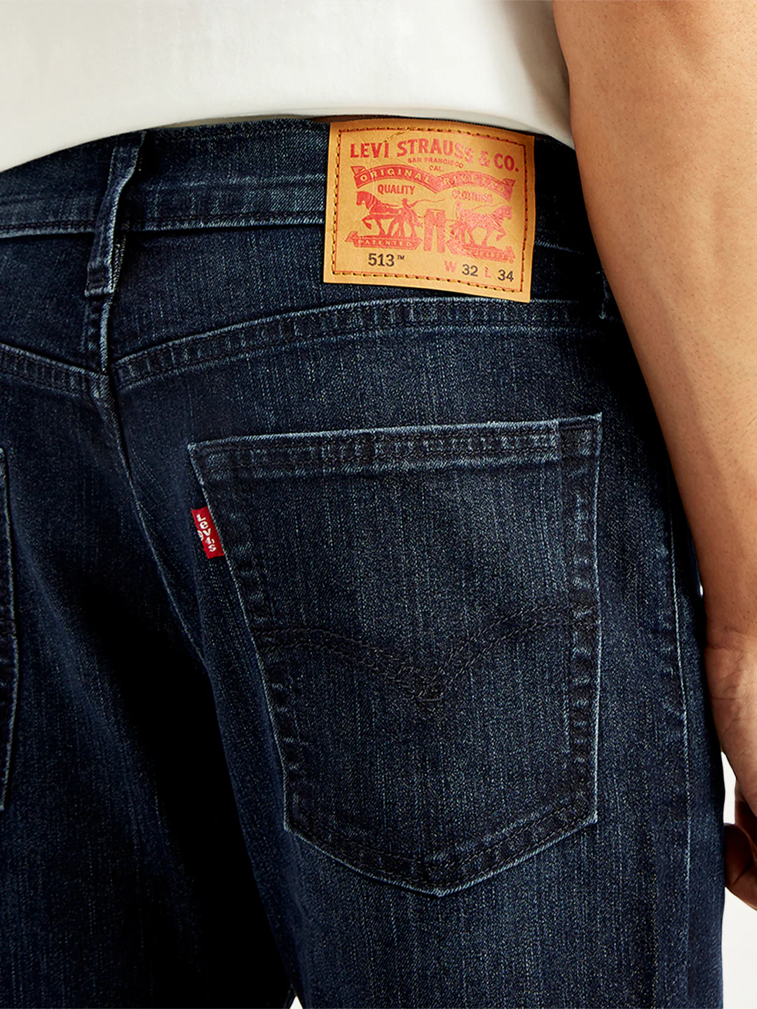 Men's 513 Blue Slim Straight Fit Mid Rise Jeans - Image 6