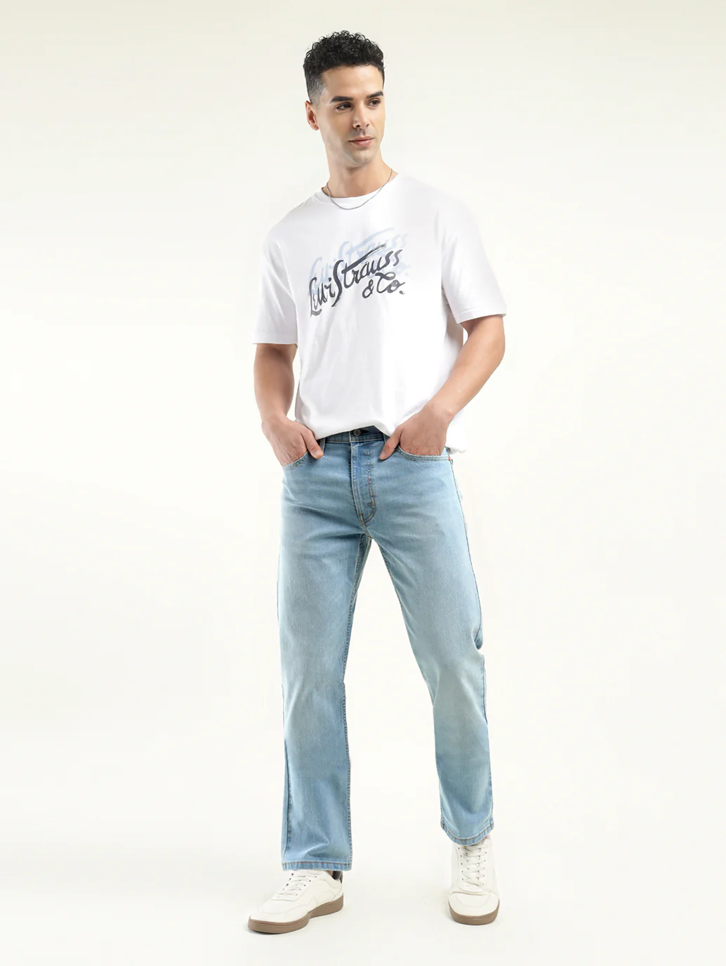 Men's 513 Light Blue Slim Straight Fit Mid Rise Jeans