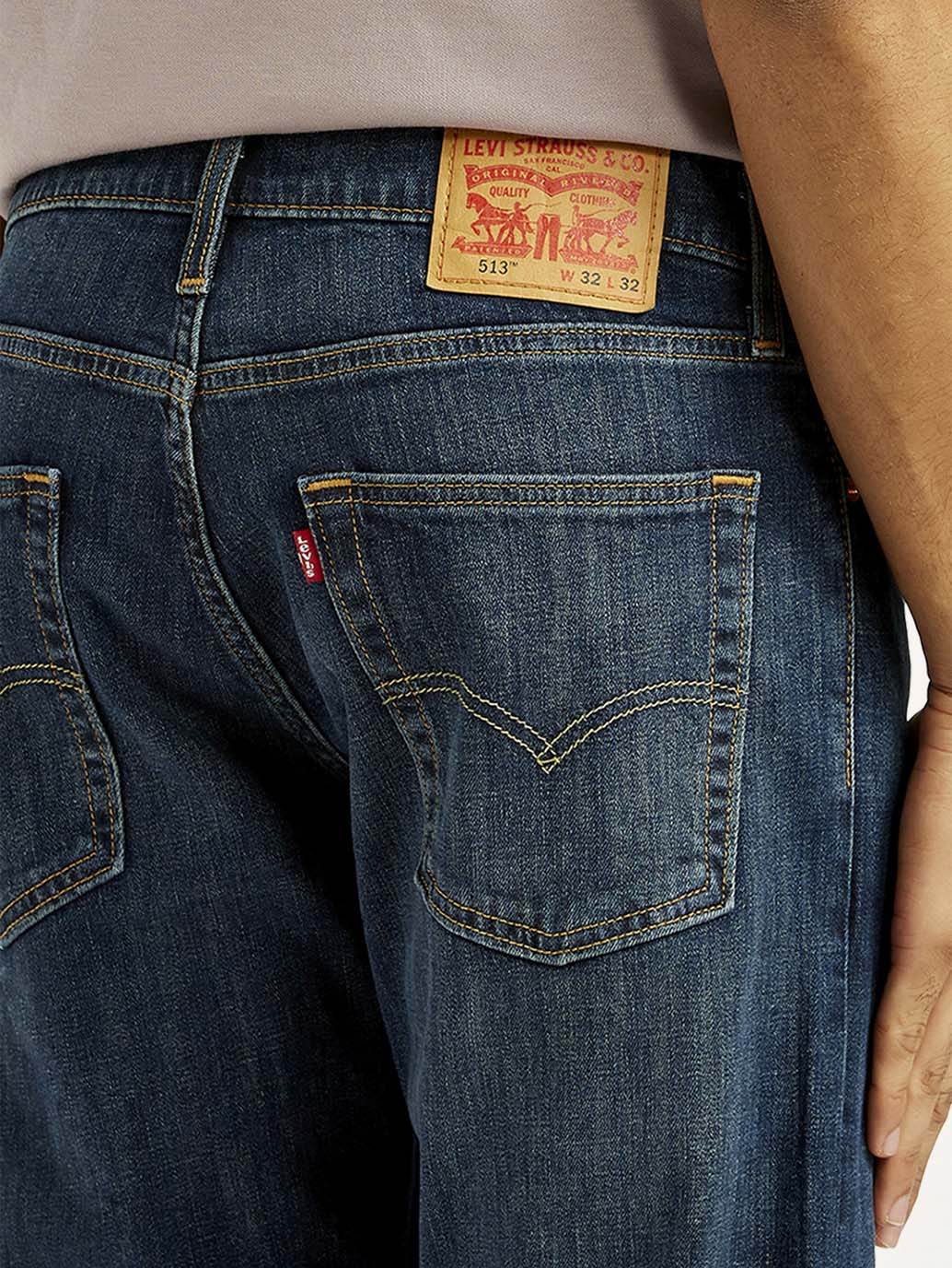 Men's 513 Dark Indigo Slim Straight Fit Mid Rise Jeans - Image 6