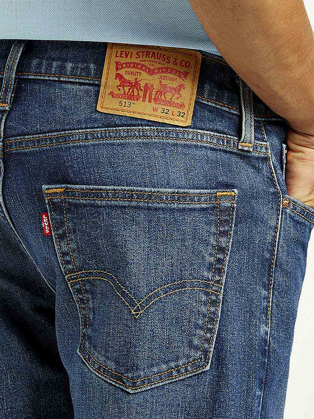 Men's 513 Dark Indigo Slim Straight Fit Mid Rise Jeans - Image 5