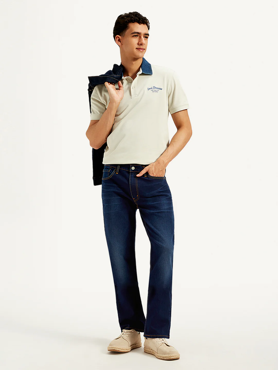 Men's 513 Navy Blue Slim Straight Fit Mid Rise Jeans