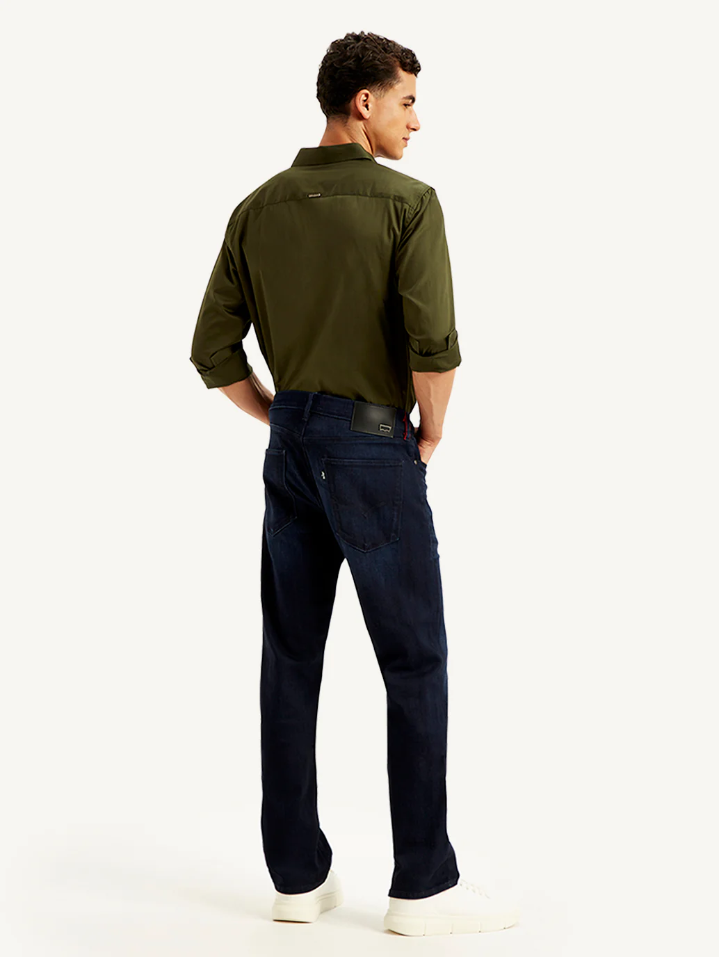 Men's Redloop 513 Navy Blue Slim Straight Fit Mid Rise Jeans - Image 3