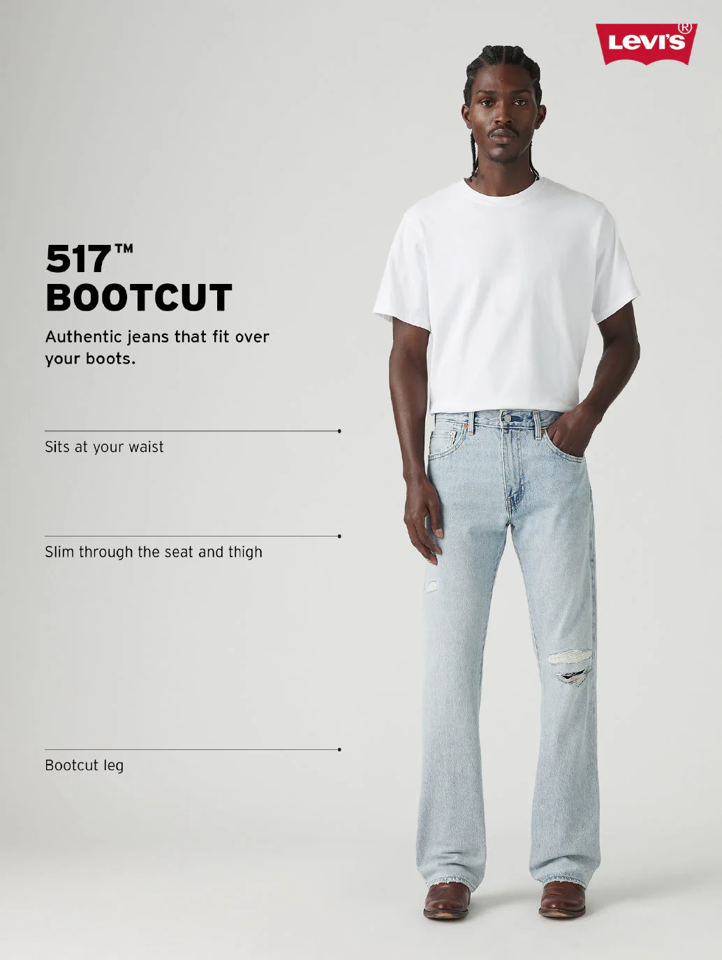 Men's 517 Dark Blue Bootcut Fit Mid Rise Jeans - Image 4
