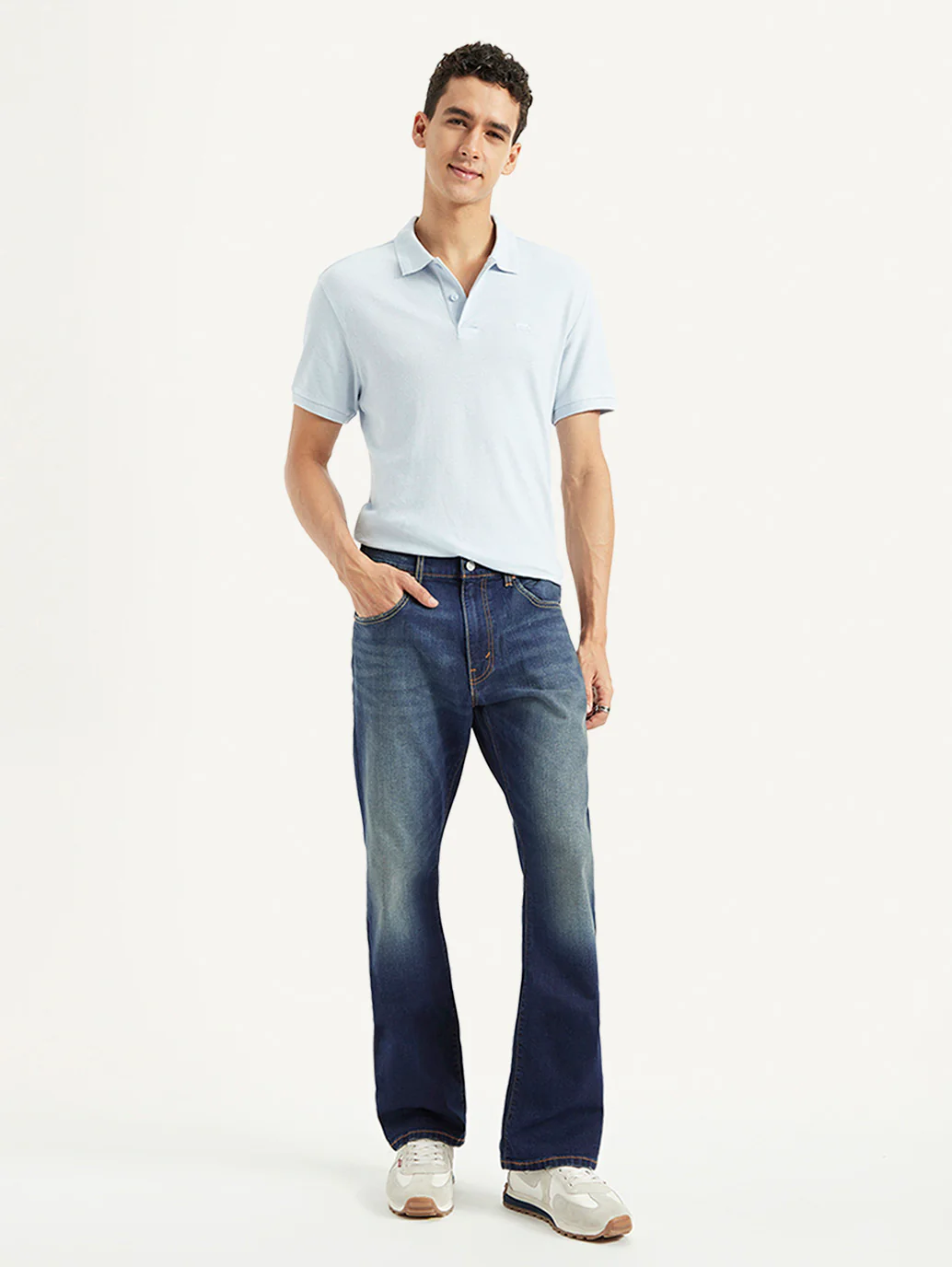 Men's 517 Navy Blue Bootcut Fit Mid Rise Jeans