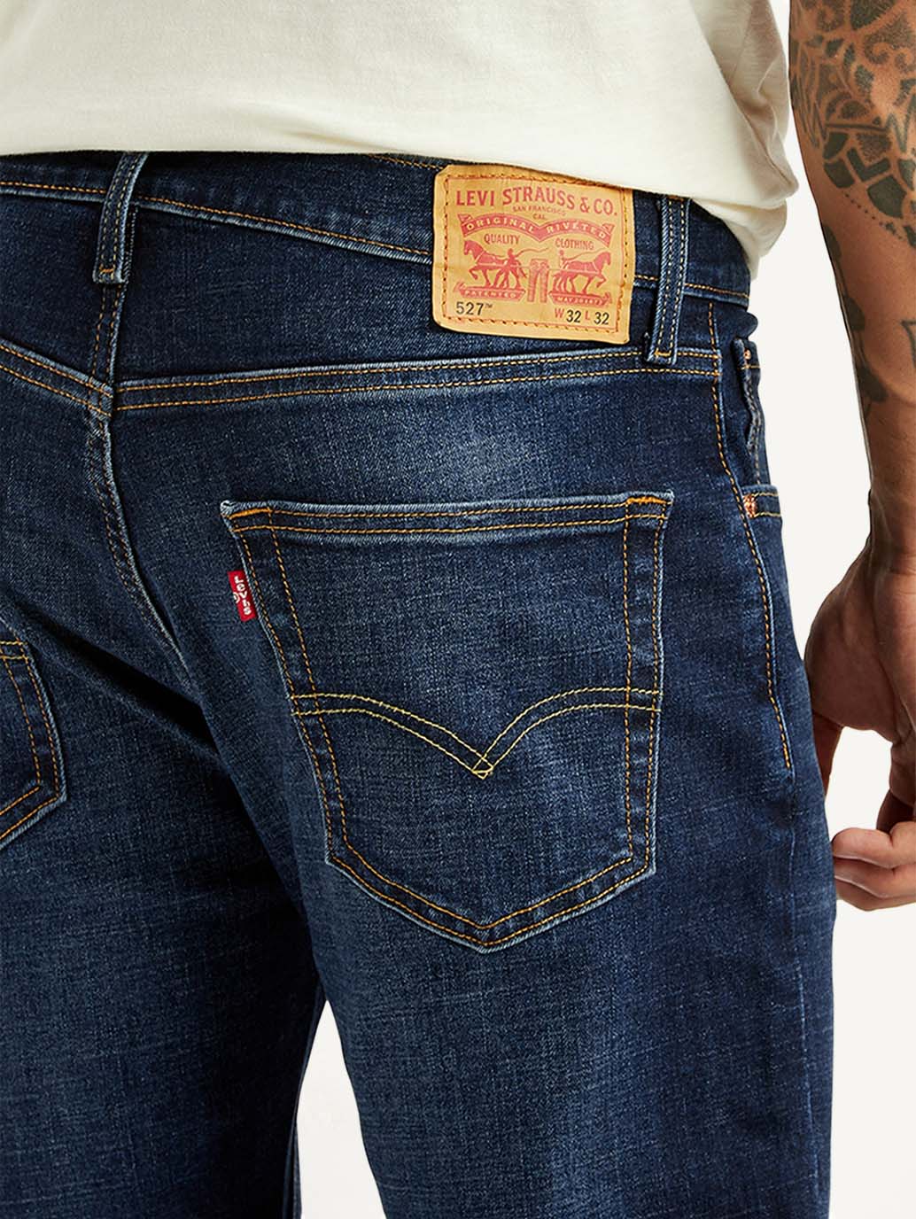 Men's 527 Dark Blue Bootcut Fit Hyper Stretch Jeans - Image 5