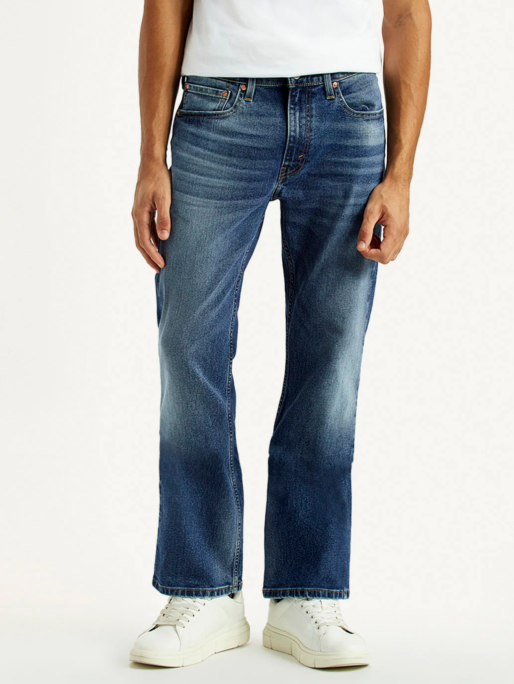 Men's 527 Med Indigo Bootcut Fit Mid Rise Kooltex Jeans - Image 5