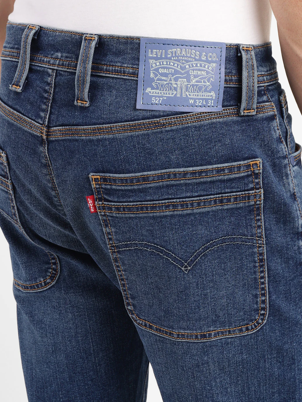 Men's 527 Blue Bootcut Fit Mid Rise Jeans - Image 5
