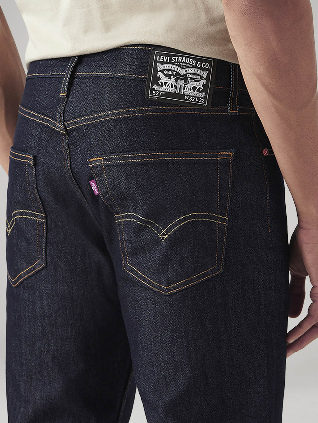 Men's 527 Navy Bootcut Fit Mid Rise Jeans - Image 6