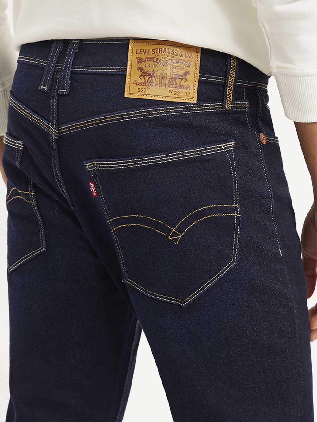 Men's 527 Navy Blue Bootcut Fit Mid Rise Jeans - Image 5