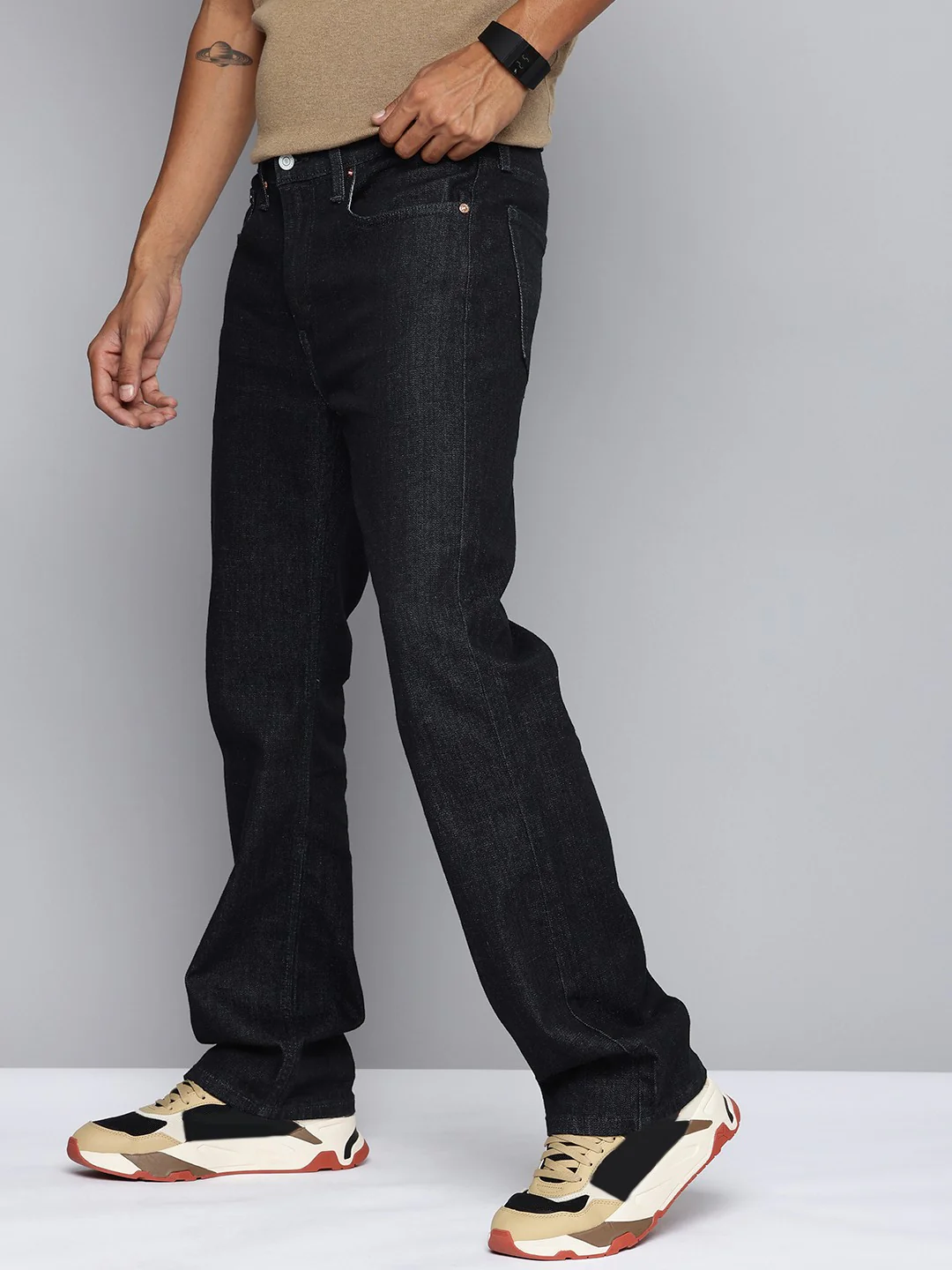 Men's 527 Navy Blue Bootcut Fit Mid Rise Jeans - Image 3