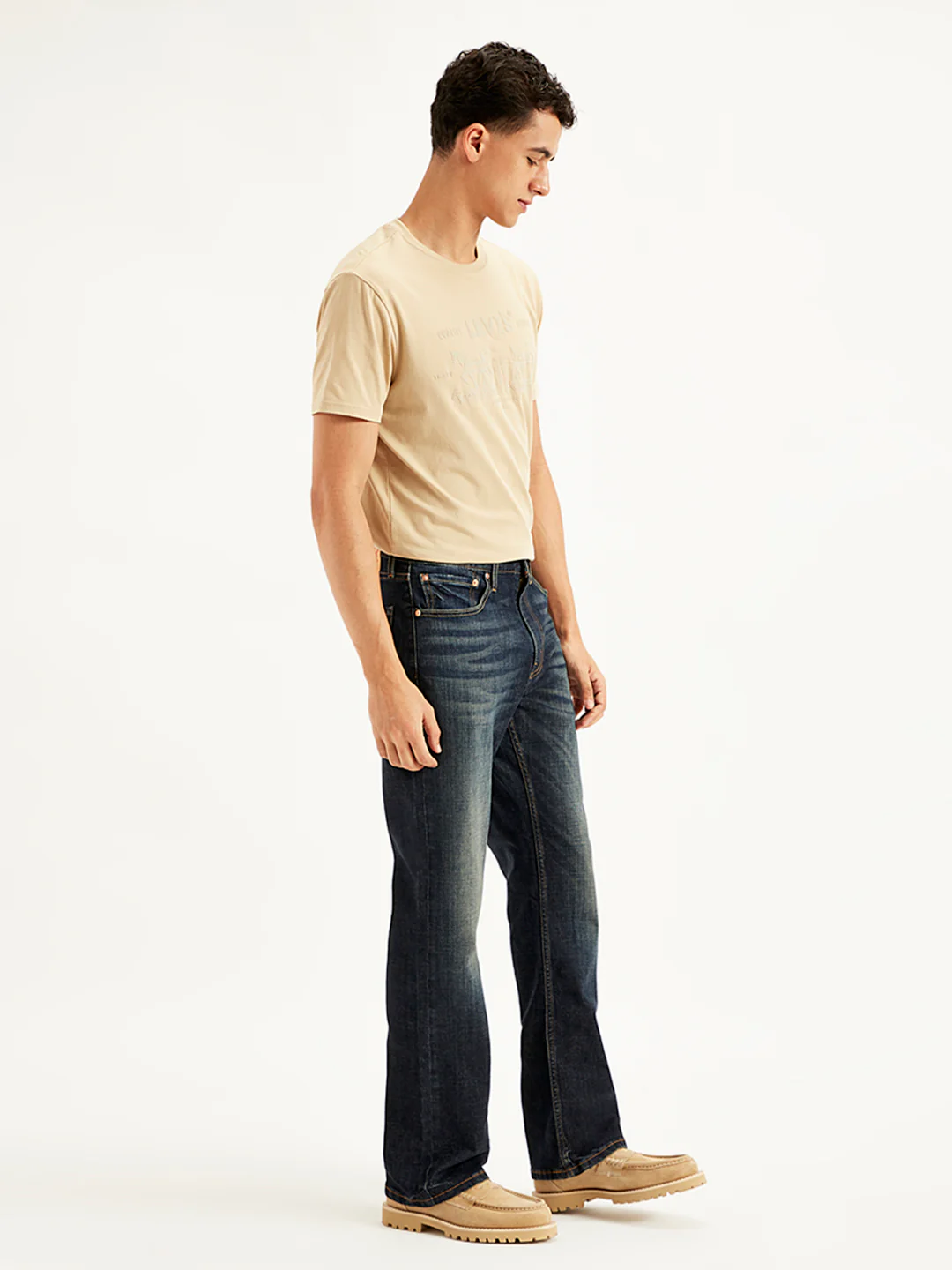 Men's 527 Navy Blue Bootcut Fit Mid Rise Jeans - Image 3