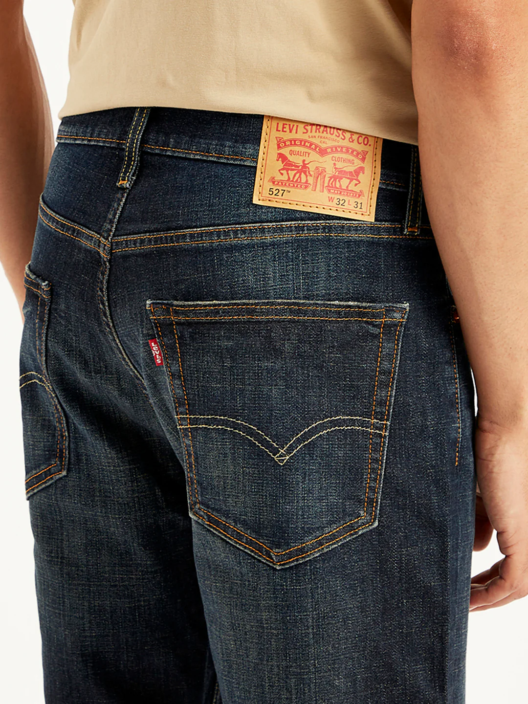 Men's 527 Navy Blue Bootcut Fit Mid Rise Jeans - Image 5