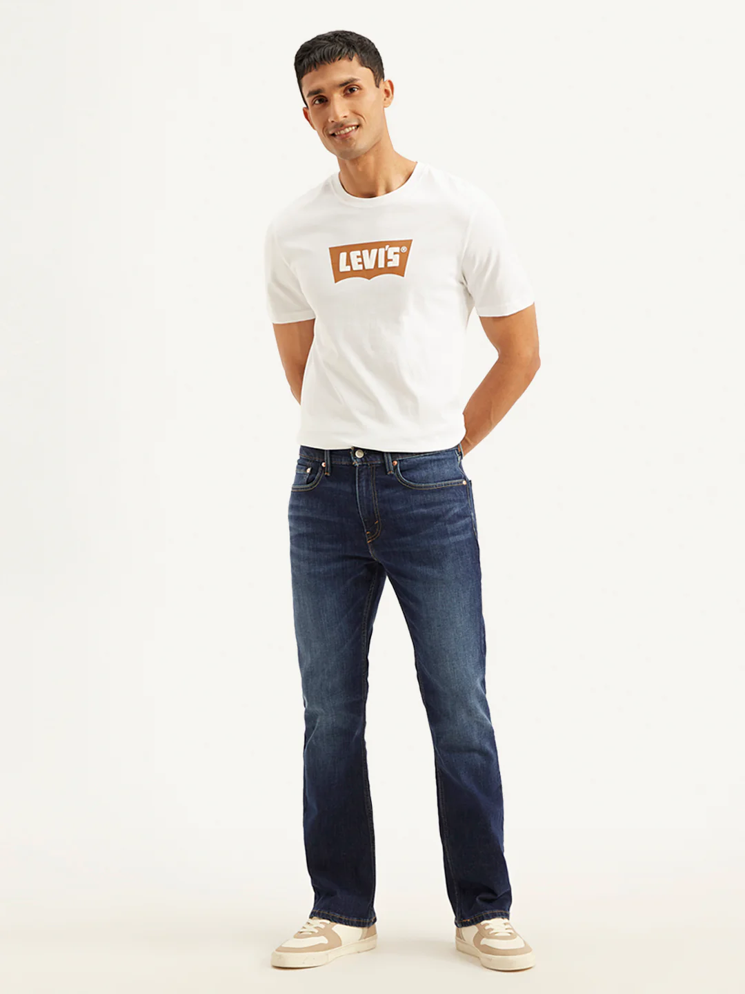 Men's 527 Navy Blue Bootcut Fit Mid Rise Jeans - Image 2