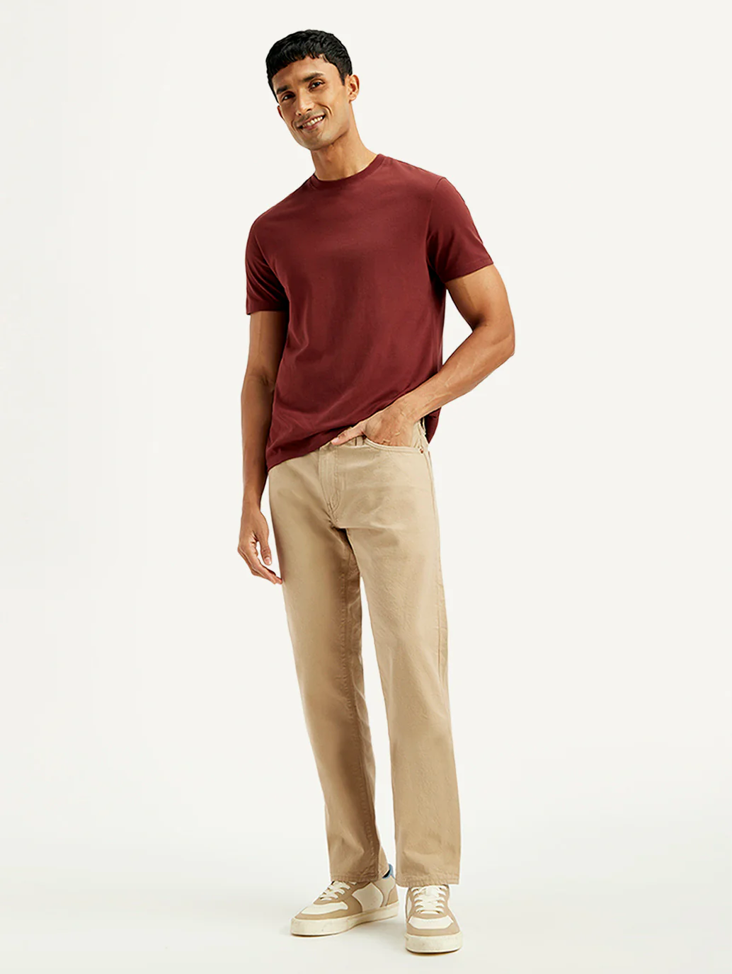 Men's 541 Beige Athletic Tapered Fit Mid Rise Selvedge Jeans