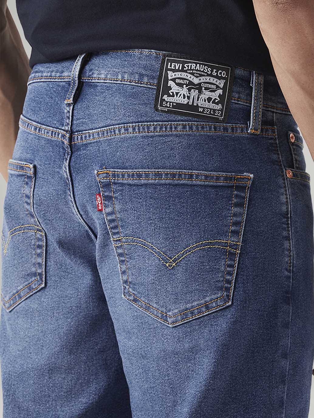 Men's 541 Blue Athletic Tapered Fit Mid Rise Jeans - Image 5