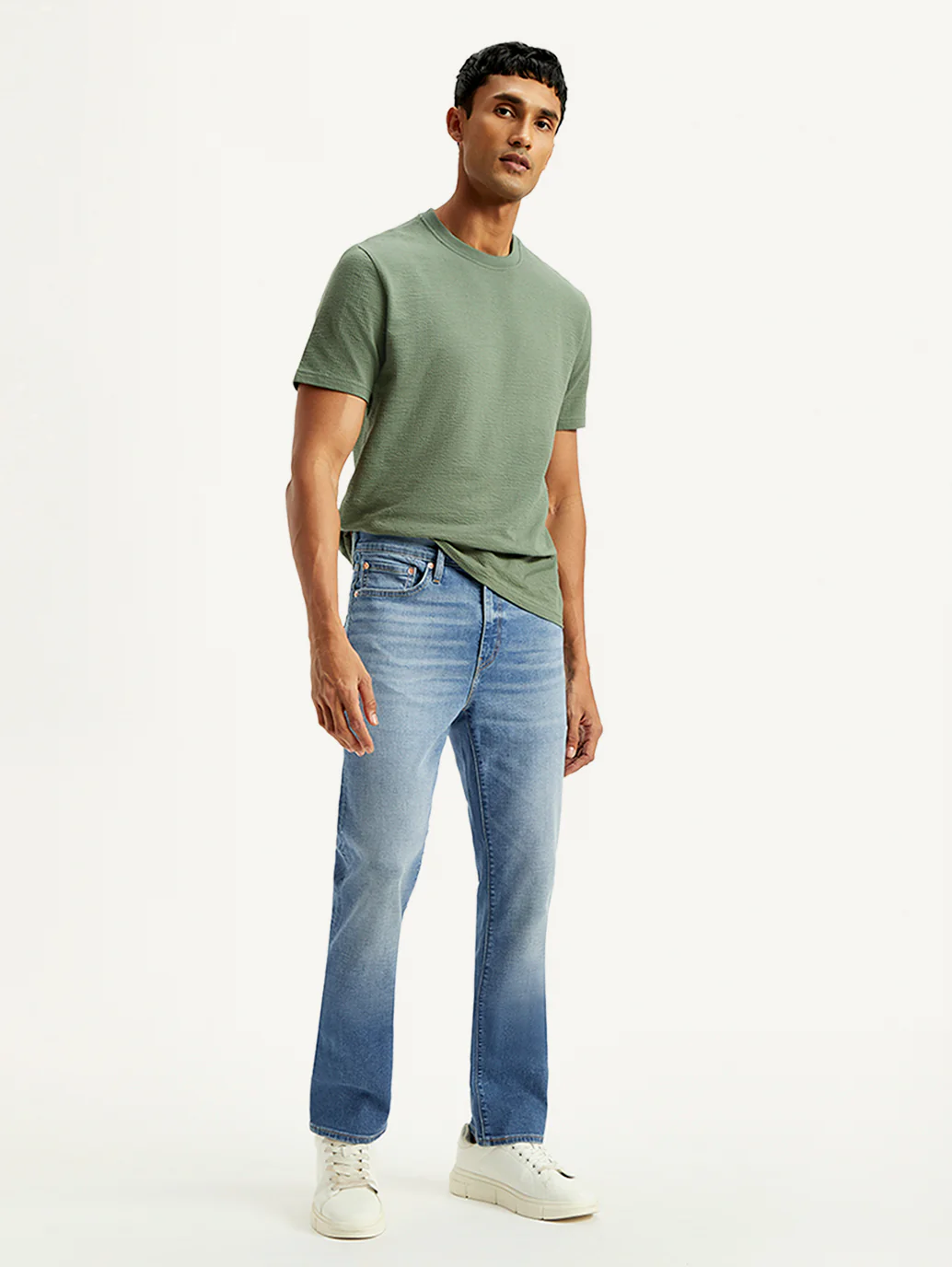 Men's 541 Blue Athletic Tapered Fit Mid Rise Linen Jeans
