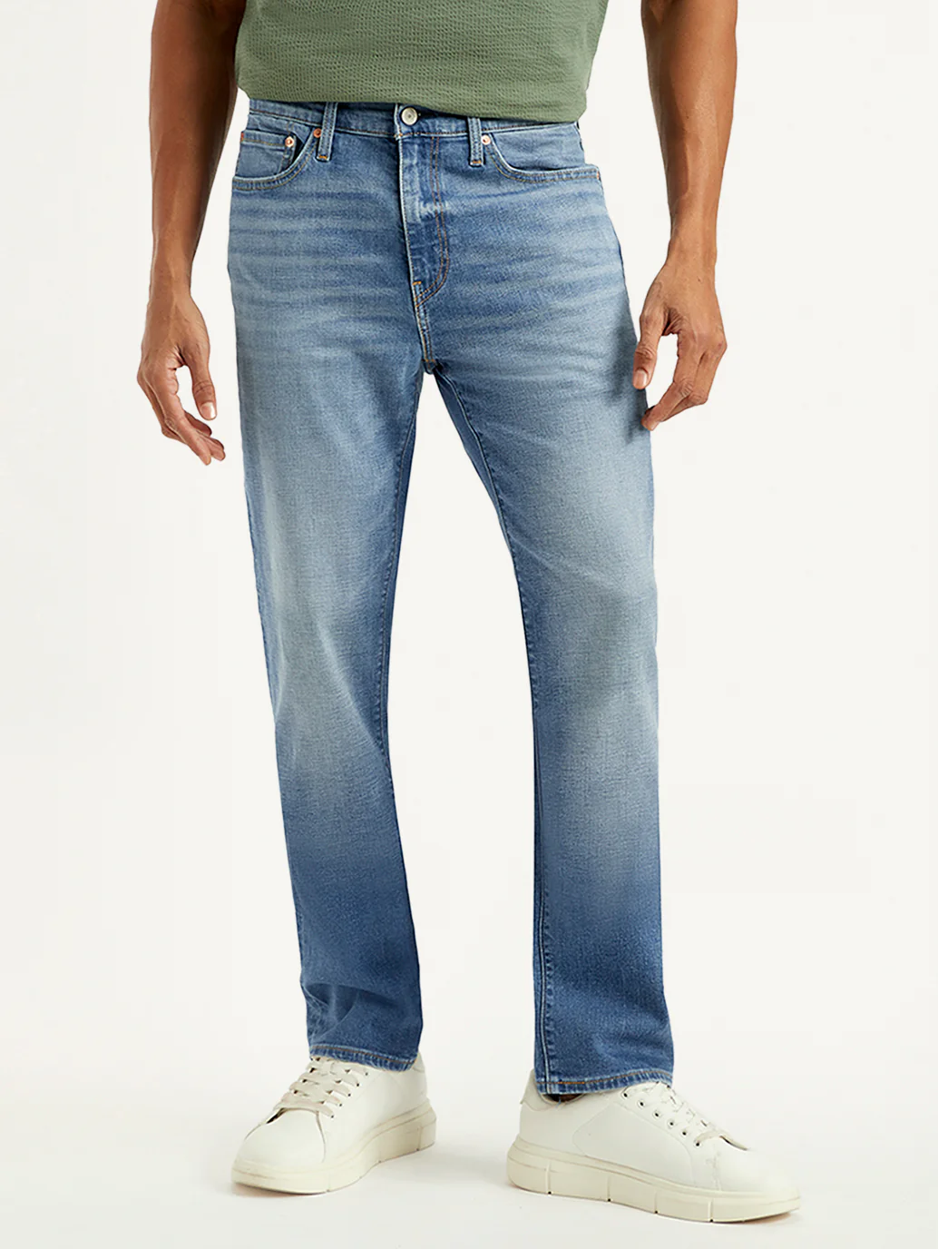 Men's 541 Blue Athletic Tapered Fit Mid Rise Linen Jeans - Image 3