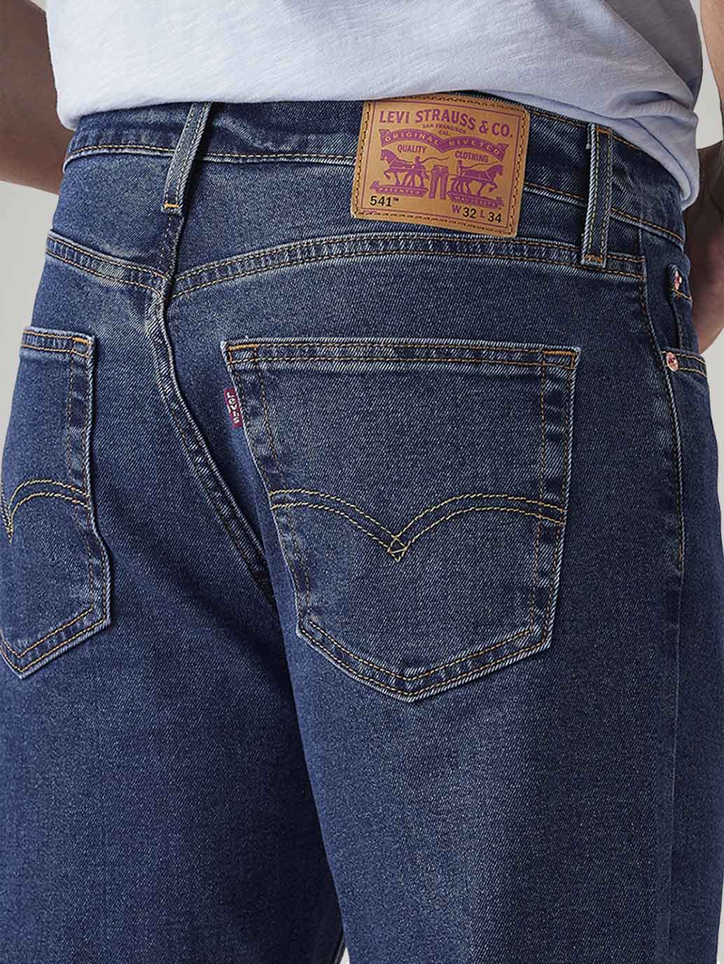 Men's 541 Blue Athletic Tapered Fit Mid Rise Jeans - Image 5
