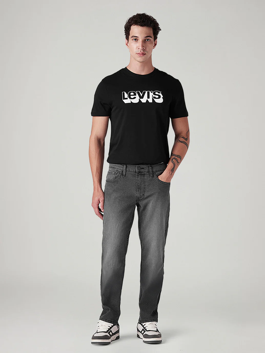 Men's 541 Charcoal Grey Athletic Tapered Fit Mid Rise Jeans - Image 2