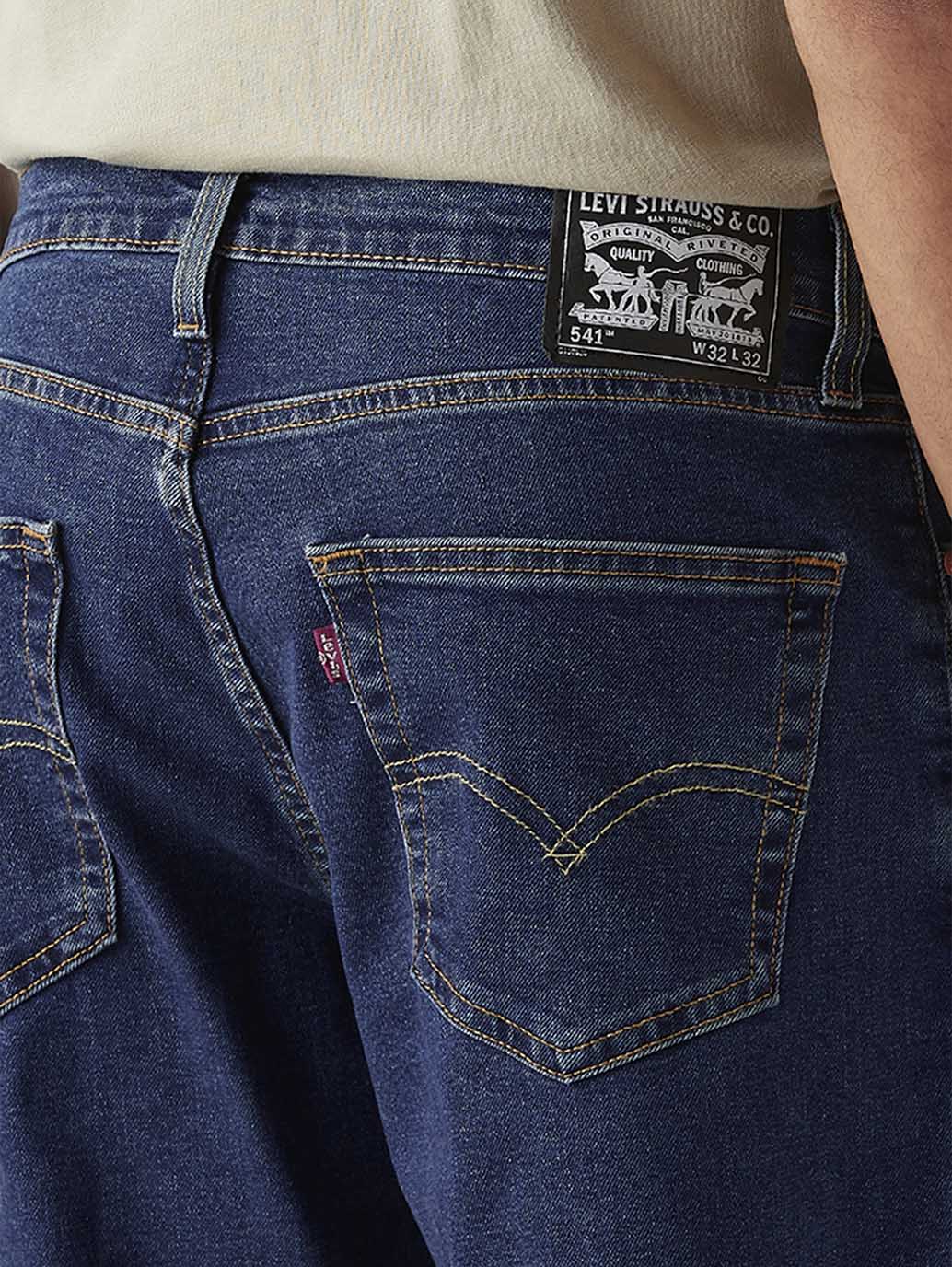 Men's 541 Dark Blue Athletic Tapered Fit Mid Rise Jeans - Image 4