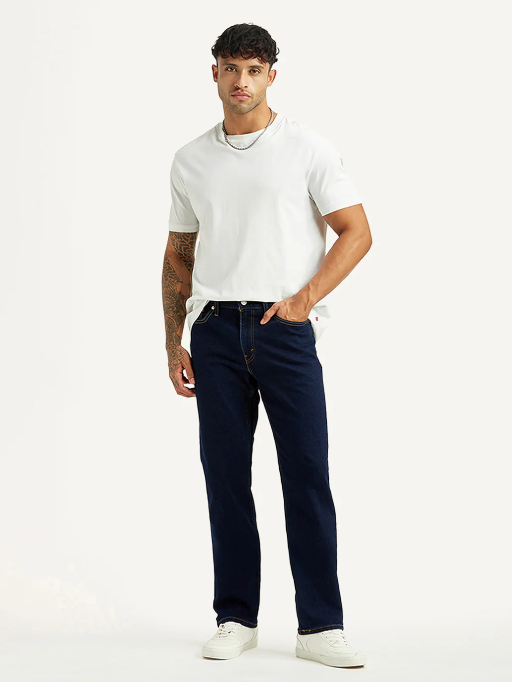 Men's 541 Dark Blue Athletic Tapered Fit Mid Rise Jeans